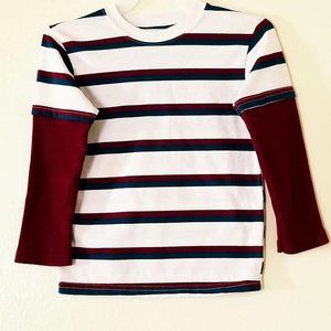 Garanimals White/Red/Blue Striped Long Sleeve Shirt For Boys.